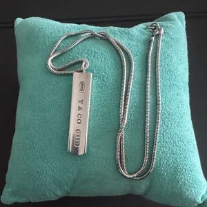 Tiffany & Co. Silver Bar Pendant Necklace on Snake Chain